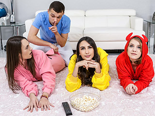 Natalia Nix gets fucked by huge dick at slumber party
