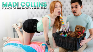 Cock crazed redhead Madi Collins has her stepbrother pick between eating candy or eating and fucking her bare pussy
